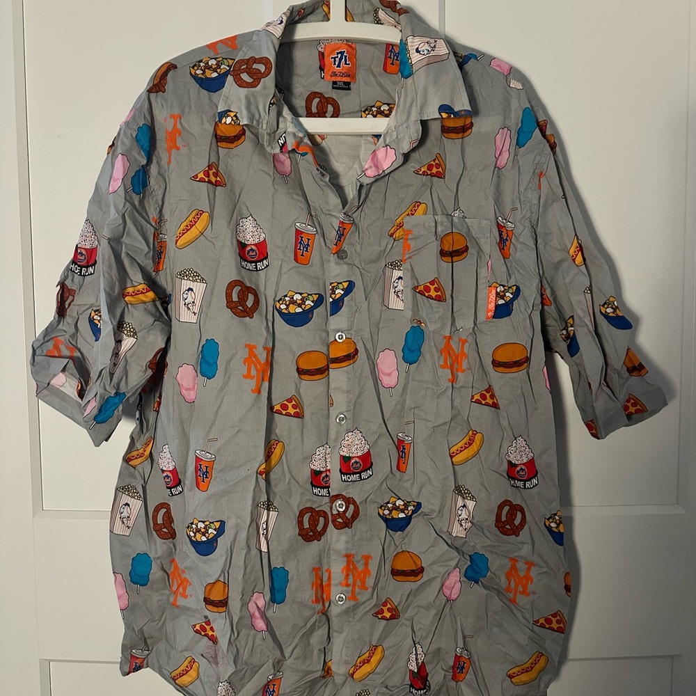 Vibrant METS Food Print Men's Casual Shirt THE 7 LINE